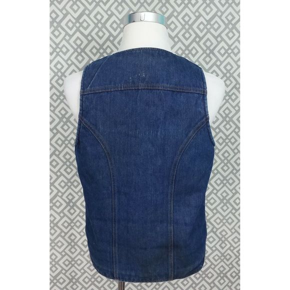 Vtg Wrangler Denim Vest Fleece Lined Blue Jean Top - Picture 2 of 10
